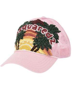 DSquared² Tropical Embellished Baseball Cap - Pink
