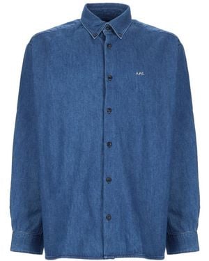 A.P.C. Regular Logo Shirt - Blue