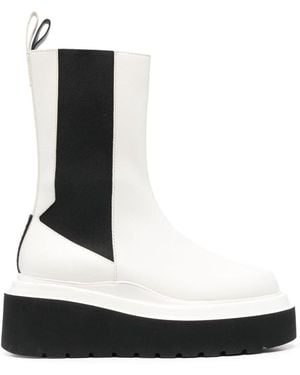 3Juin Two-Tone Leather Wedge Chelsea Boots - Black