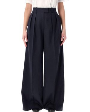 Anine Bing Lou Wool Blend Wide Trousers - Blue