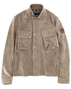 Belstaff Perforated Band Collar Jacket - Brown
