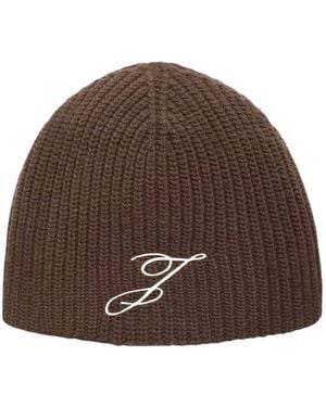 Jacquemus Dark Logo Beanie Cap - Brown
