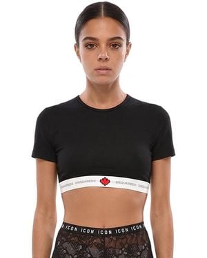 DSquared² Logo Crew Neck Top - Black