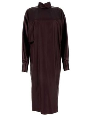 Ferragamo Salvatore Burgundy Satin Dress - Purple