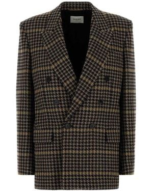 Saint Laurent Embroidered Wool Blazer - Black