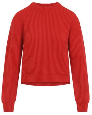 Jil Sander Knitted Crew Neck Sweater - Red