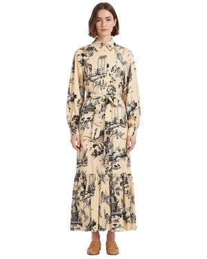Etro Printed Shirt Collar Midi Dress - Metallic