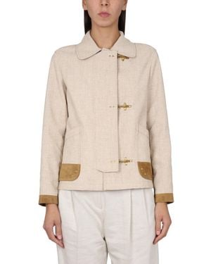 Fay Textured Shirt Collar Jacket - Natural
