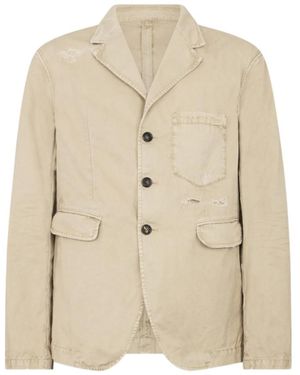 DSquared² Solid Notched Lapel Blazer - Natural
