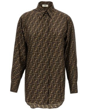 Fendi Ff Silk Shirt - Brown