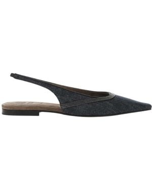 Brunello Cucinelli Denim Slingback Sandals - Blue