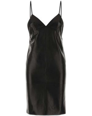 Saint Laurent Leather Slip Dress - Black