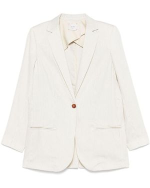 Alysi Striped Single Breasted Blazer - White