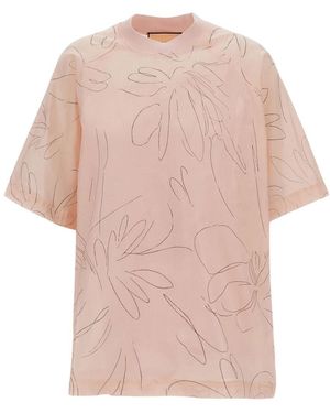 Plan C Printed Crew Neck T-Shirt - Natural