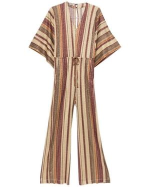 Siyu Stripes V Neck Jumpsuit - White