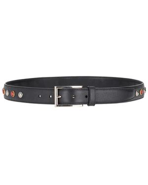 Prada Crystal Embellished Buckle Belt - Black