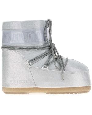 Moon Boot Logo Glitter Boots - Gray