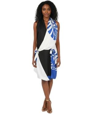 Bottega Veneta Printed Halter Neck Dress - Blue