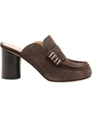 JW Anderson Suede Loafer Mules - Brown