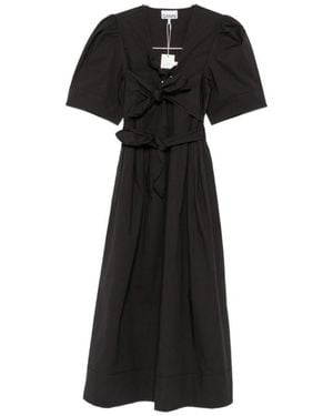 Ganni V Neck Midi Dress - Black