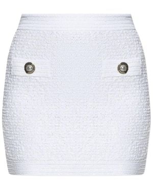Balmain Tweed Mini Skirt - White