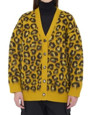 Bottega Veneta Animal Print V Neck Sweater - Yellow
