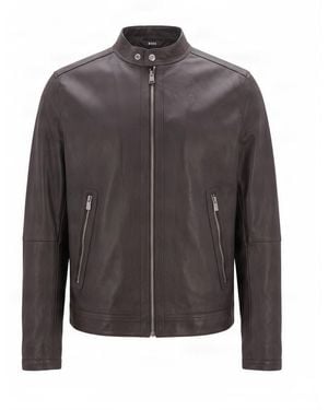BOSS Solid Band Collar Jacket - Gray