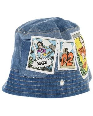 DSquared² Graphic Bucket Hat - Blue