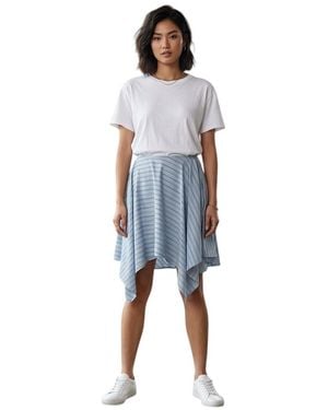 IRO Light Stripes Knee Length Skirt - Blue