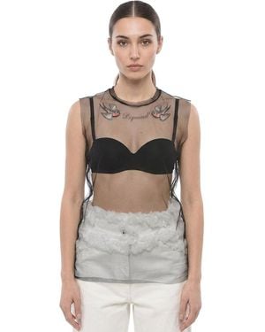 DSquared² Embroidered Crew Neck Top - Gray