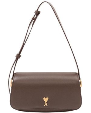 Ami Paris Logo Small Shoulder Bag - Brown