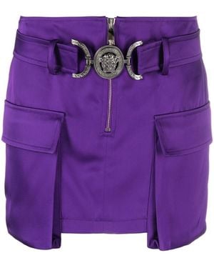 Versace Solid Mini Skirt - Purple