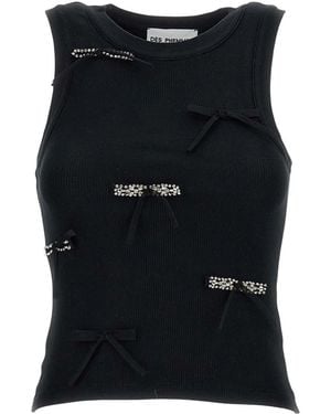 Des Phemmes Bow Crew Neck Top - Black