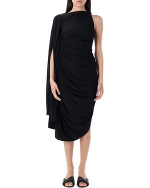 Bottega Veneta One-Shoulder Draped Midi-Dress - Black