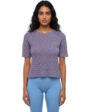 Jil Sander Textured Crew Neck T-Shirt - Blue