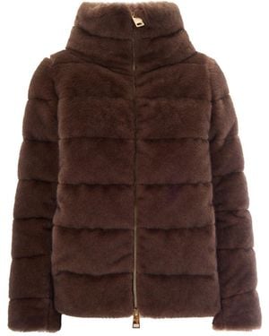 Herno Textured Mock Collar Jacket - Brown