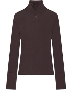 Courreges Logo Turtle Neck T-Shirt - Brown