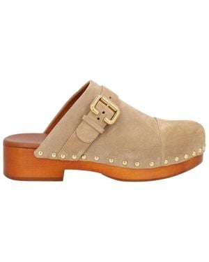 Chloé Studded Mules - Brown