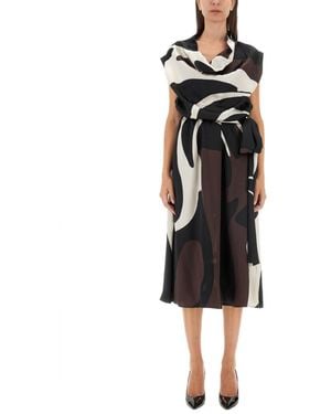 Kiton Abstract Cowl Neck Midi Dress - Black