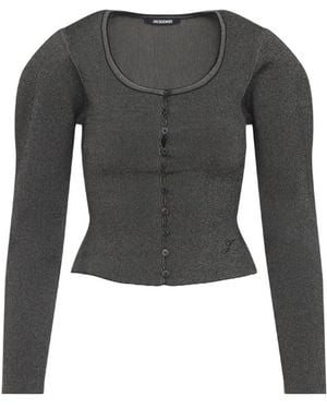 Jacquemus Dark Solid Scoop Neck Cardigan - Black