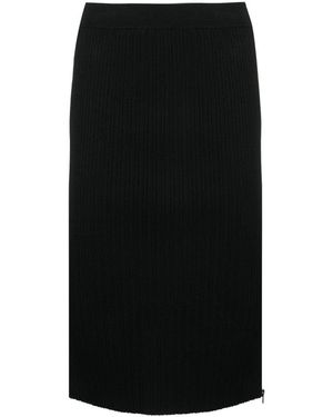 Tom Ford Zipped Ribbed Silk Skirt - Black