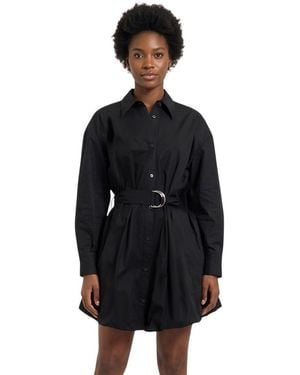 HUGO Solid Shirt Collar Mini Dress - Black