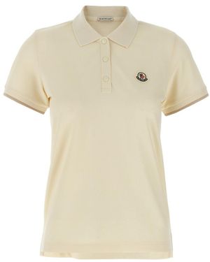 Moncler Logo Patch Polo Shirt - Natural