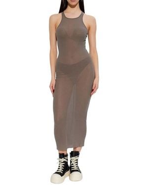 Rick Owens Round Neck Midi Dress - Brown