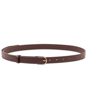 Victoria Beckham Burgundy Solid Buckle Belt - White