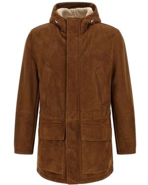 Brunello Cucinelli Solid Hooded Jacket - Brown