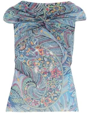 Etro Paisley Off Shoulder Top - Blue
