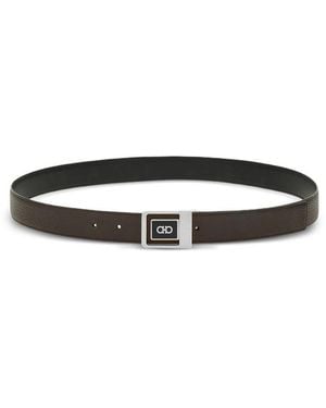 Ferragamo Textured Reversible Belt - Brown