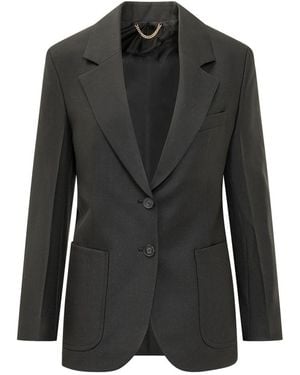Victoria Beckham Solid Notched Lapel Blazer - Black