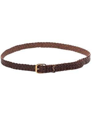 Saint Laurent Braided Buckle Belt - Brown
